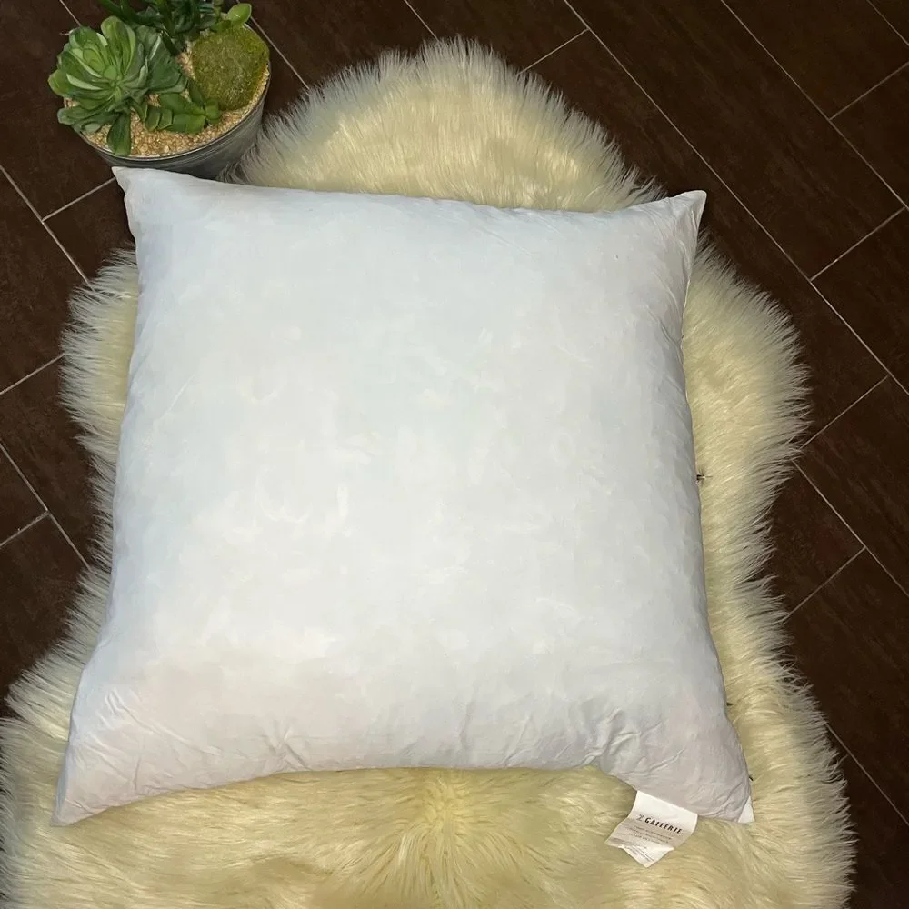 Z Gallerie Gray and White velvet  Textured Pillow cover w/feather insert